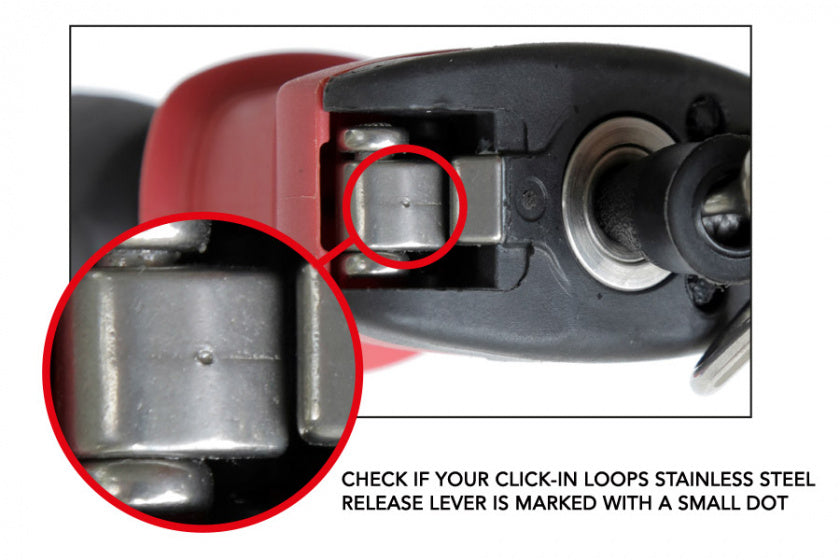 IMPORTANT: CLICK-IN LOOP STAINLESS STEEL RELEASE LEVER PART RECALL